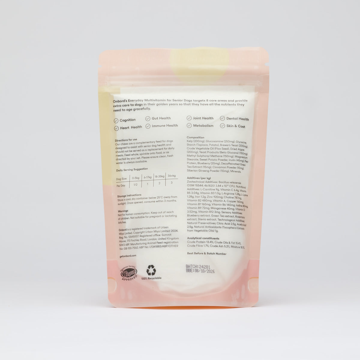 Onbord Everyday Multivitamin For Senior Dogs (Expiry: 08/10/26)