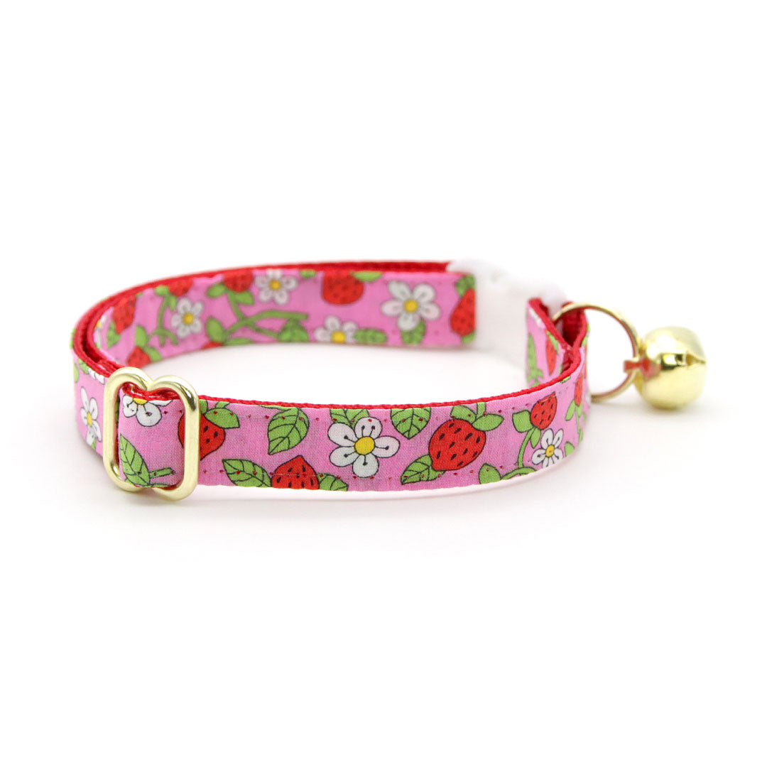 Made By Cleo Wild Strawberry Bunny Tie Cat Collar
