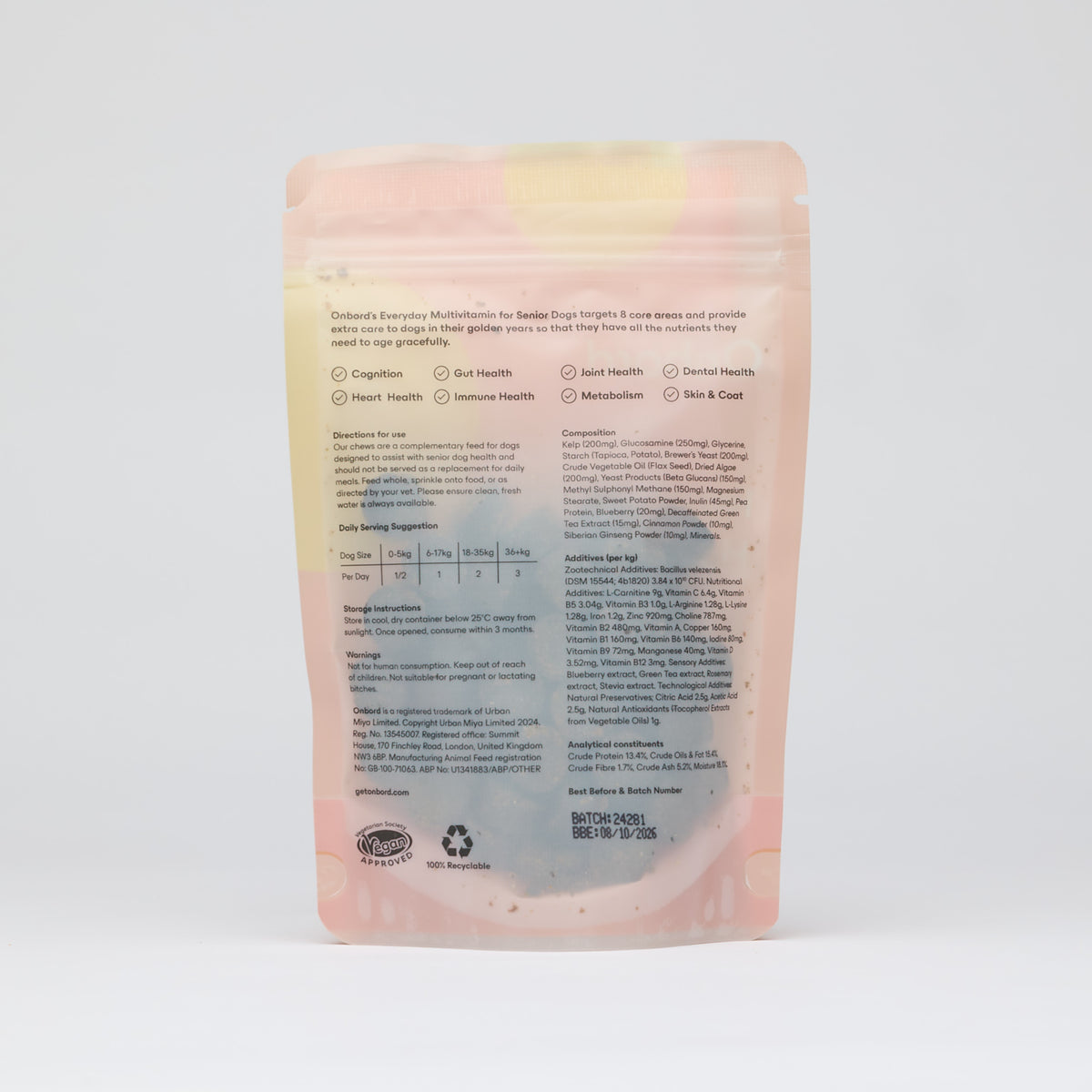 Onbord Everyday Multivitamin For Senior Dogs (Expiry: 08/10/26)