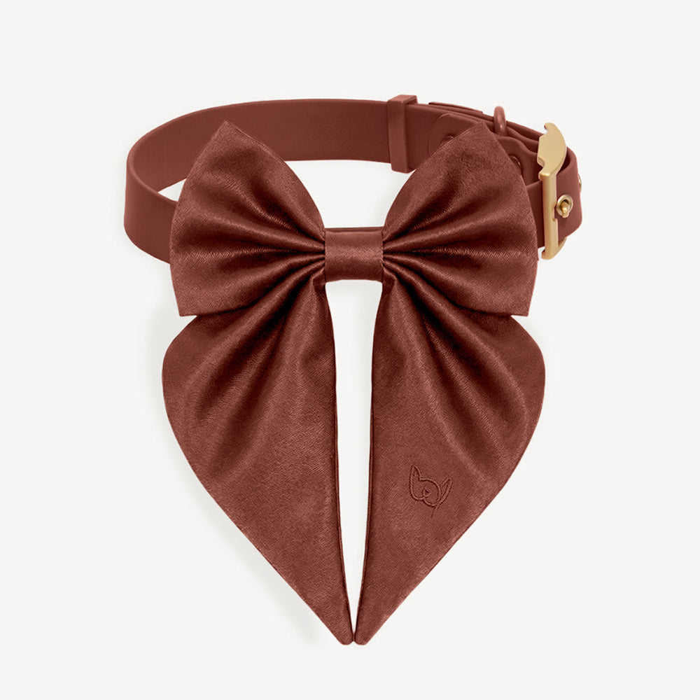 Furry Muse Satin Collar Bow Cocoa