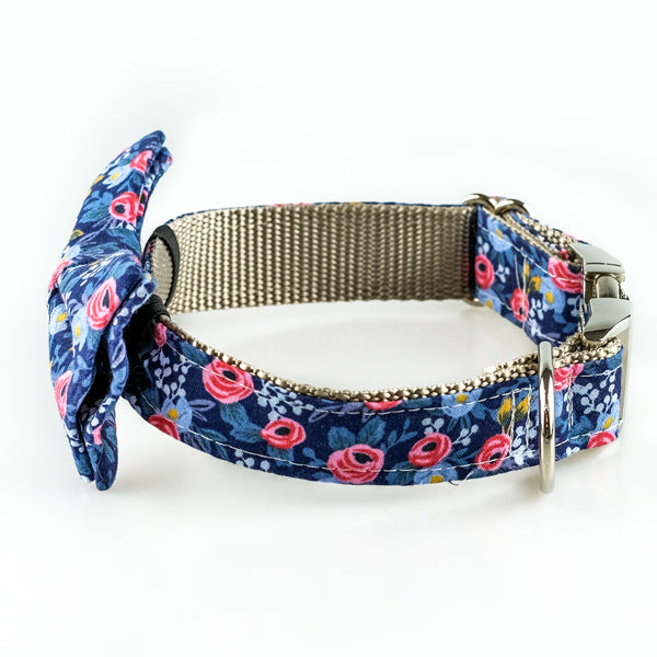 The Rover Boutique Rosa Navy Bow Collar